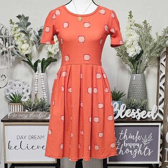 LuLaRoe | TWO for ONE | AMELIA KNIT BACK ZIP FLAIR DRESS - Picture 2 of 15
